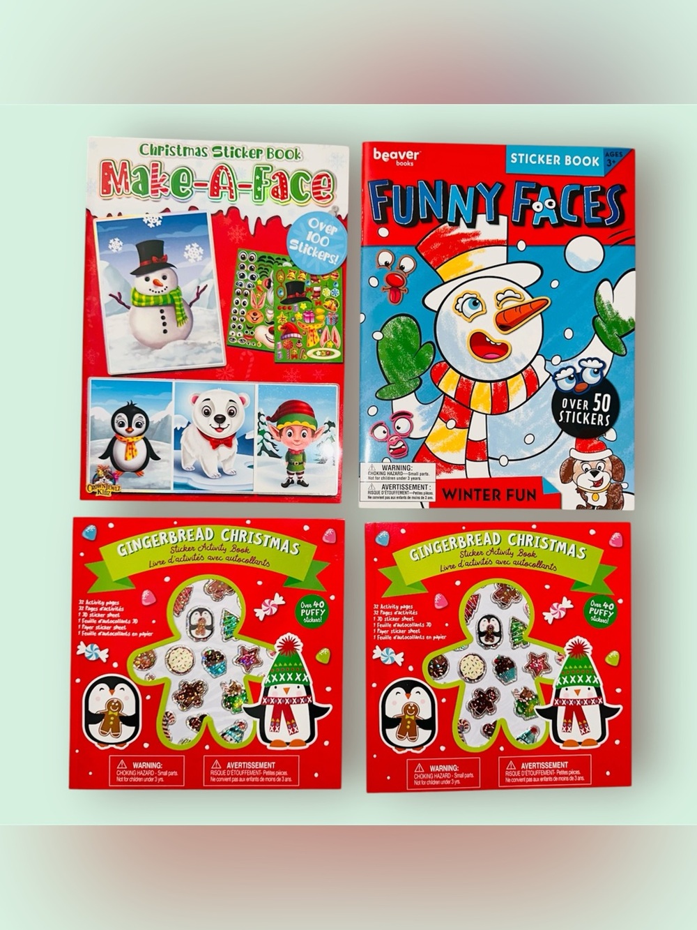 New 4 Piece Holiday Children Activity Book Bundle